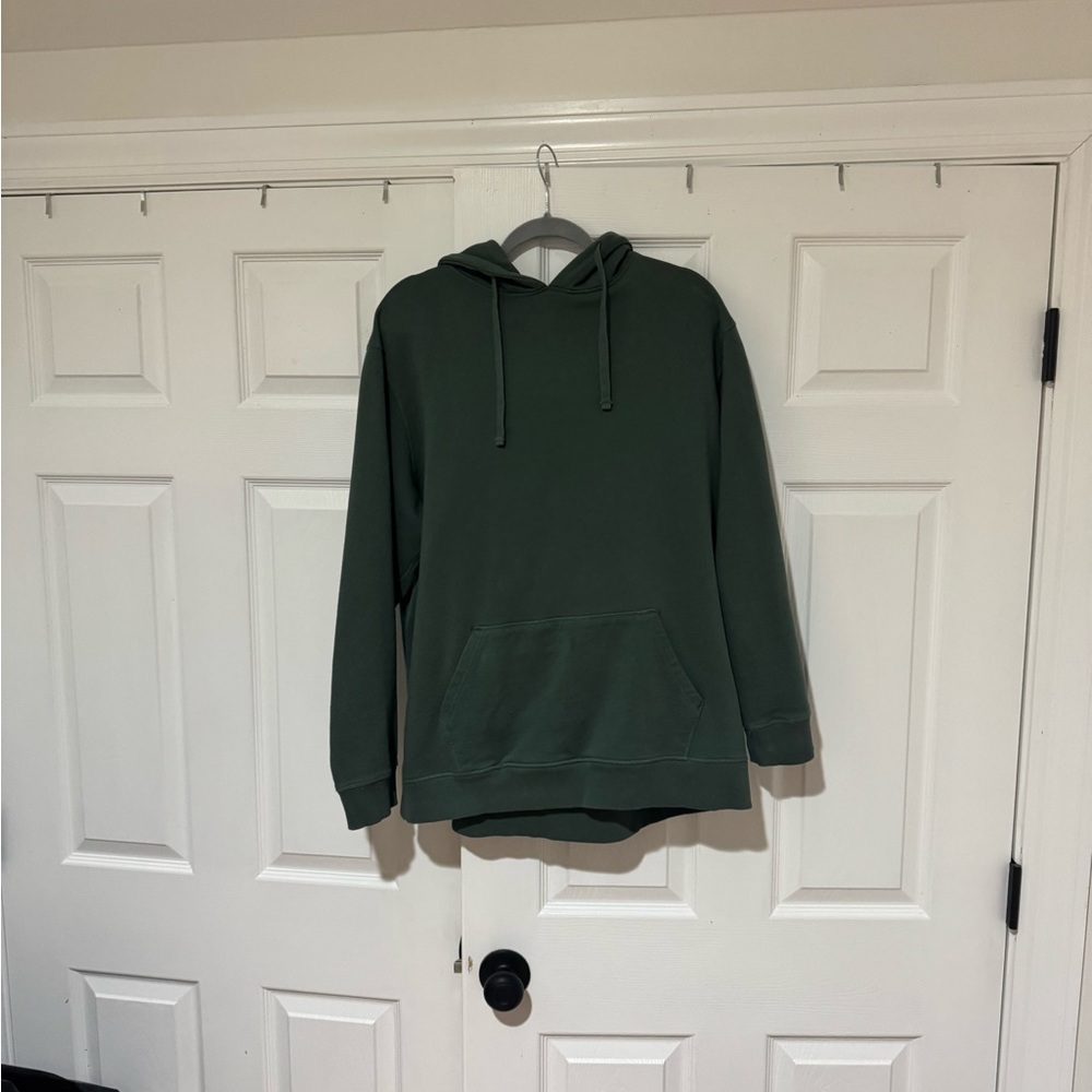 Men's Olive Green Pullover Hoodie - Organic Cotton